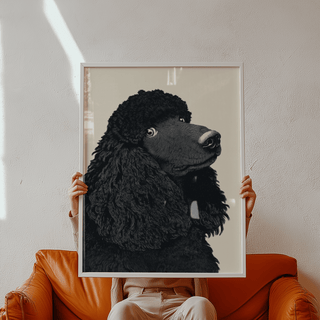 Elegant Poodle Art Print, perfect for office in beige and black