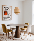 Minimalist Aperol Spritz Print with orange, black, white in kitchen decor
