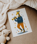 Vibrant Giraffe Music Art Print, multicolored, suitable for hallway wall