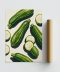 Kitchen wall highlighted by Zucchini Wall Art, green color palette