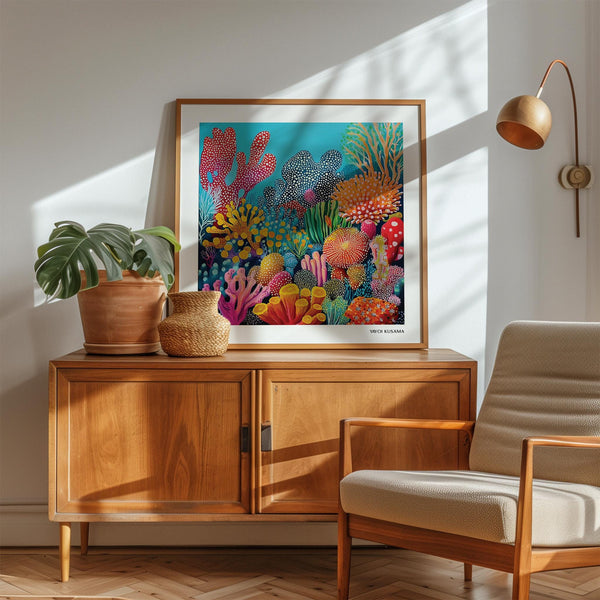 Abstract underwater world captured in a colorful ocean picture with layered corals.