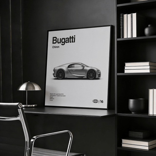 Gray and Black Bugatti Chiron Art Print for bedroom décor