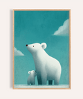 Polar Bear Print in blue and white for nursery wall art
