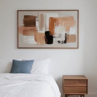 Terracotta and Cream Wall Art abstract design, White and Brown for hallway art print