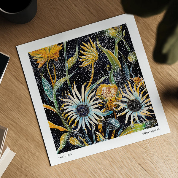 Vibrant Abstract Art Floral print with textured detailing and floral motifs.