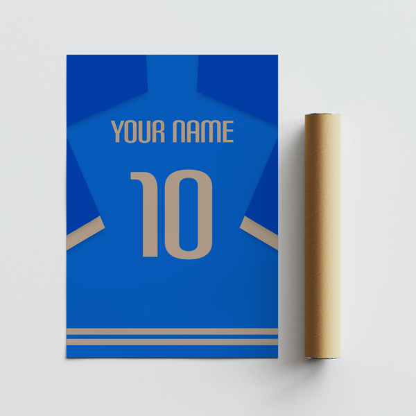 Graphic Italy Football Shirt Poster showing jersey back and number 10