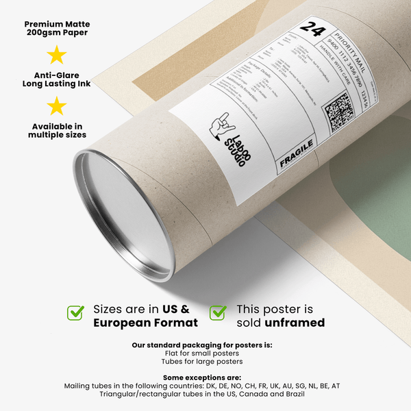 Textured minimalist golf poster with small trees, sand trap, and curved course contours