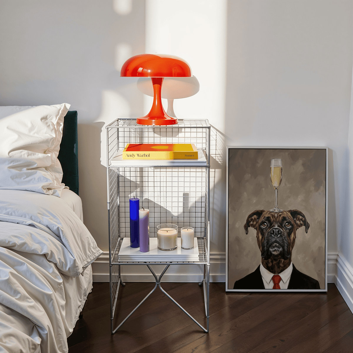 Boxer Dog Poster white and brown details for dining room wall print