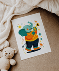 Musical Animal Poster featuring multicolored elephant for bedroom décor