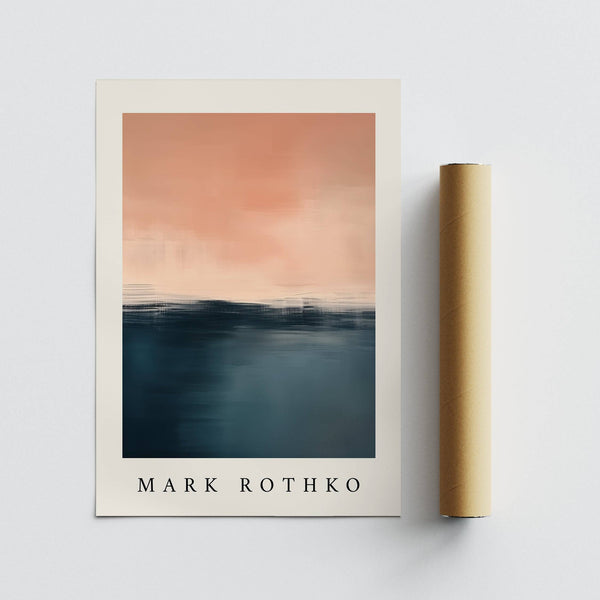 Contemporary pink and blue painting capturing ocean sunset for bedrooms