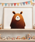 Modern wall art featuring a Cute Bear Print in Brown, White, Beige