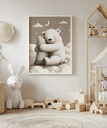 Polar Bear Nursery Print featuring gray sky for boys nursery print