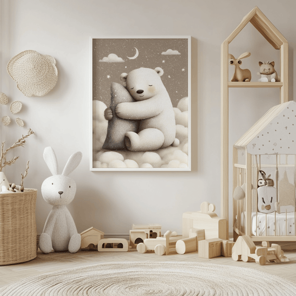 Polar Bear Nursery Print featuring gray sky for boys nursery print