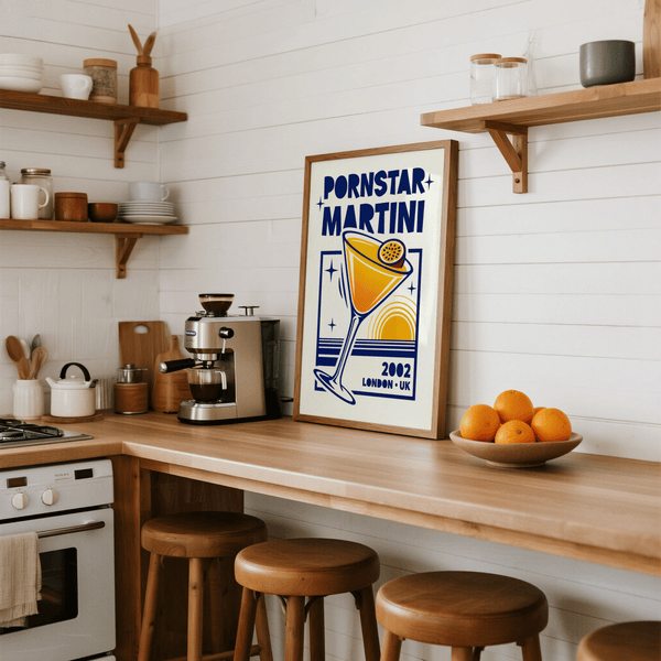 Pornstar Martini Poster cool Blue with Orange accents for bar poster