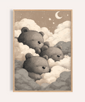 Teddy Bear Wall Art for Nursery in Beige, White, and Gray for baby room poster