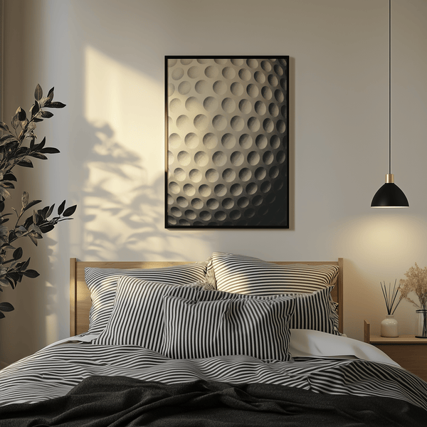 Textured Golf Ball Art Print featuring a tight crop of the dimpled surface pattern