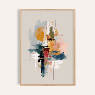 Colorful Wabi Sabi Print with multicolored and beige, living room wall art print