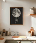 Moon Hot Air Balloon Art minimalist wall art for hallway space