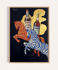 Vintage Beverage Art print in red, blue, and beige for kitchen wall art