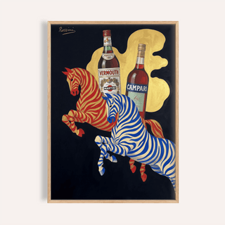 Vintage Beverage Art print in red, blue, and beige for kitchen wall art