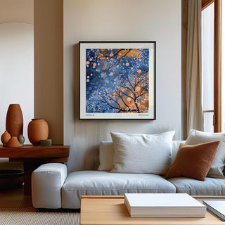 Square winter scene wall art featuring abstract seasonal patterns