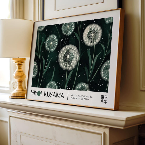 Abstract floral horizontal posters in Kusama-inspired dotted form
