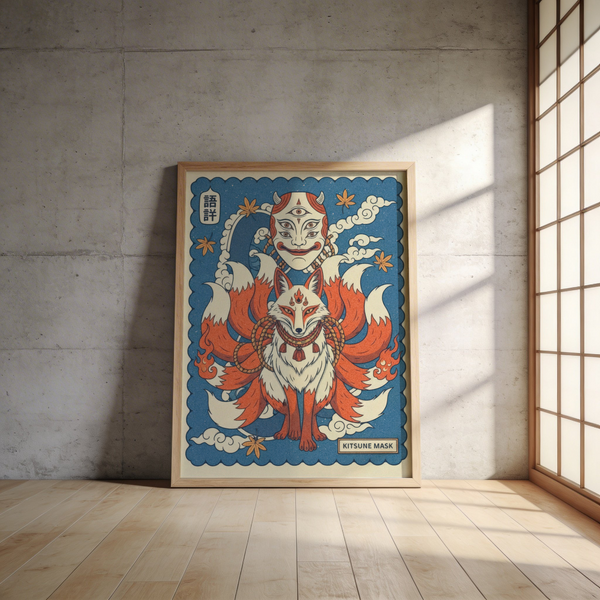 Lower corner showing Japanese characters and patterned backdrop