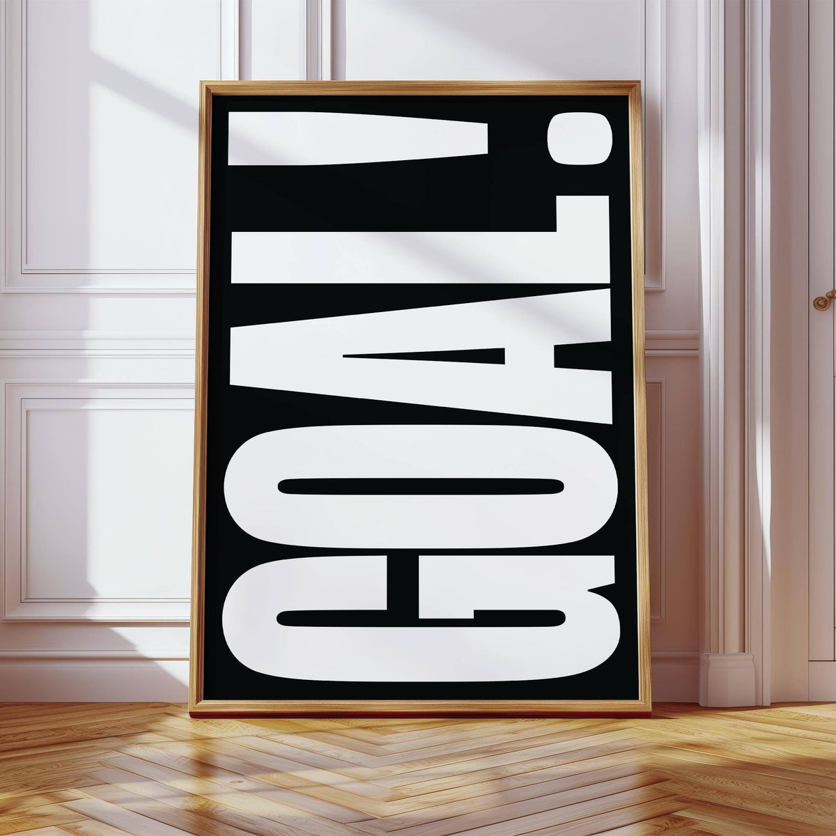 Minimalist typography Goal Poster perfect for sports-themed decor
