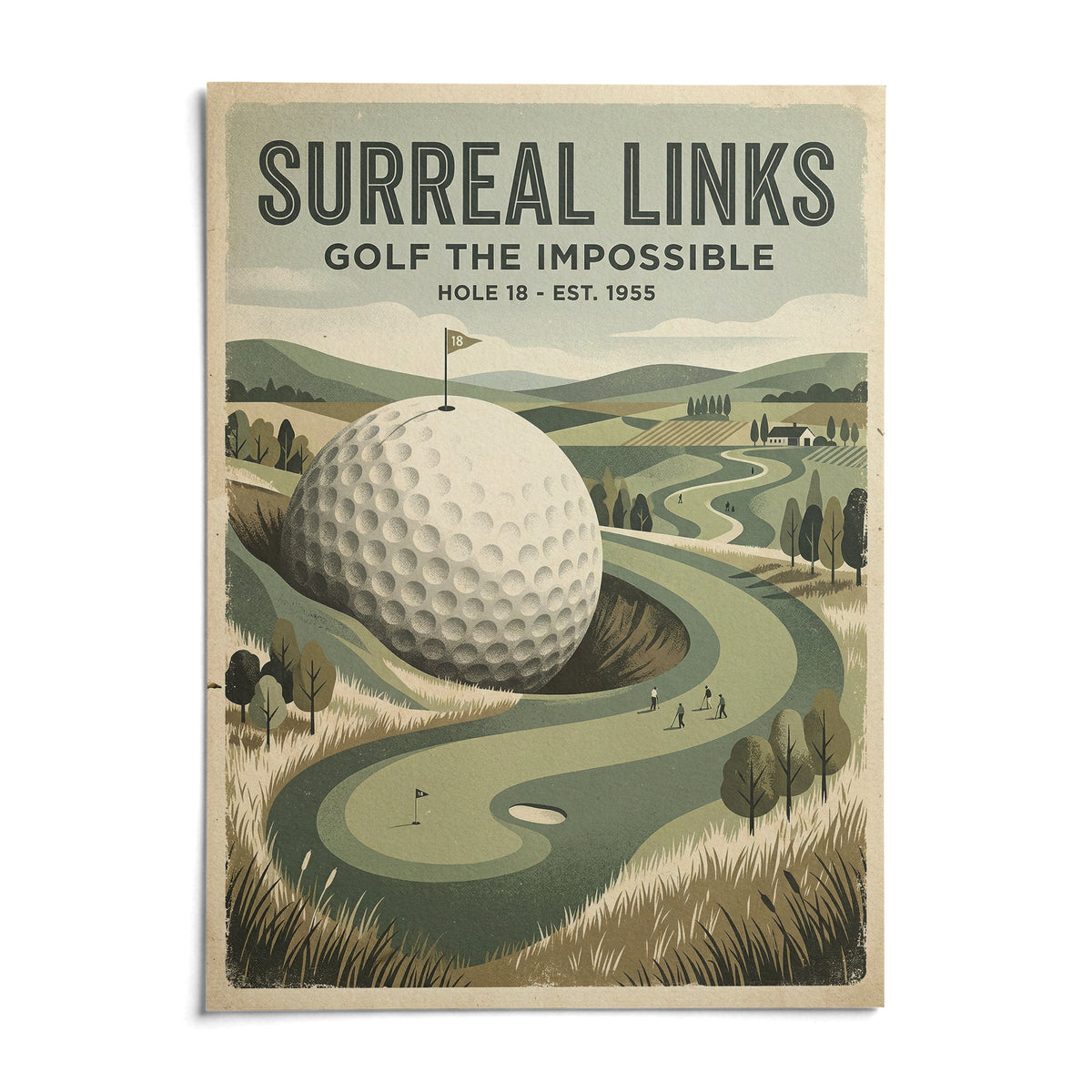 Fantasy Golf Wall Art, shown as an unframed paper print on a plain white background