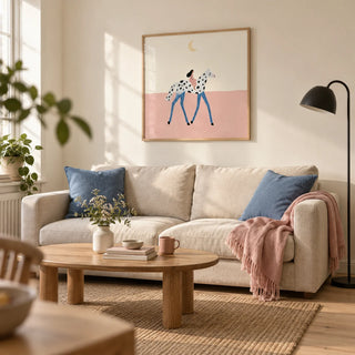 Fantasy Horse Art Print, framed on the wall of a relaxed living room in a young adult's first flat (22-28)