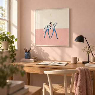Fantasy Horse Art Print, framed on the wall of a small creative study in a young woman's flat (22-35)