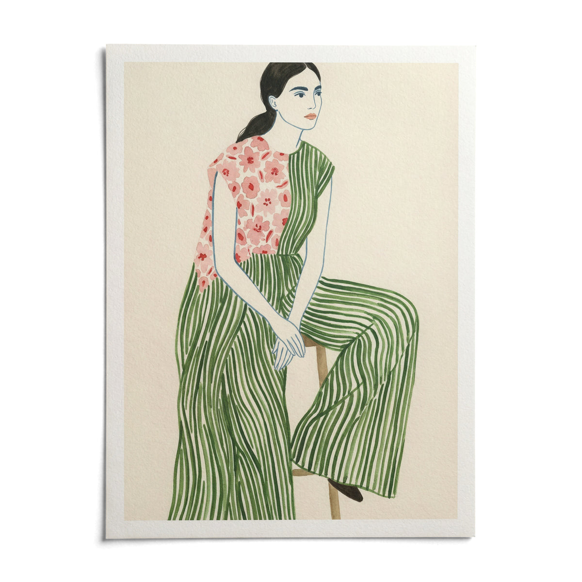 Fashion Illustration Art Print, shown as an unframed paper print on a plain white background