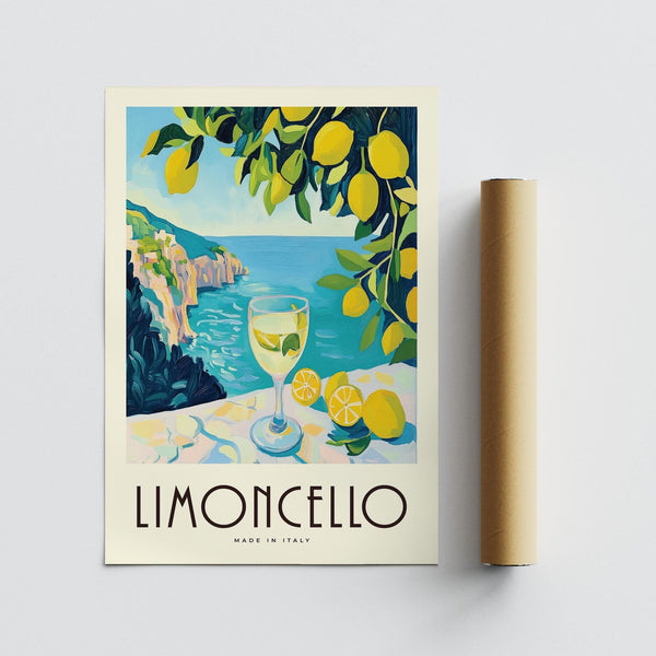Lemon-themed Vintage Italian Drink Posters with Mediterranean view
