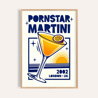 Pornstar Martini Poster in Orange and Blue for kitchen print wall art