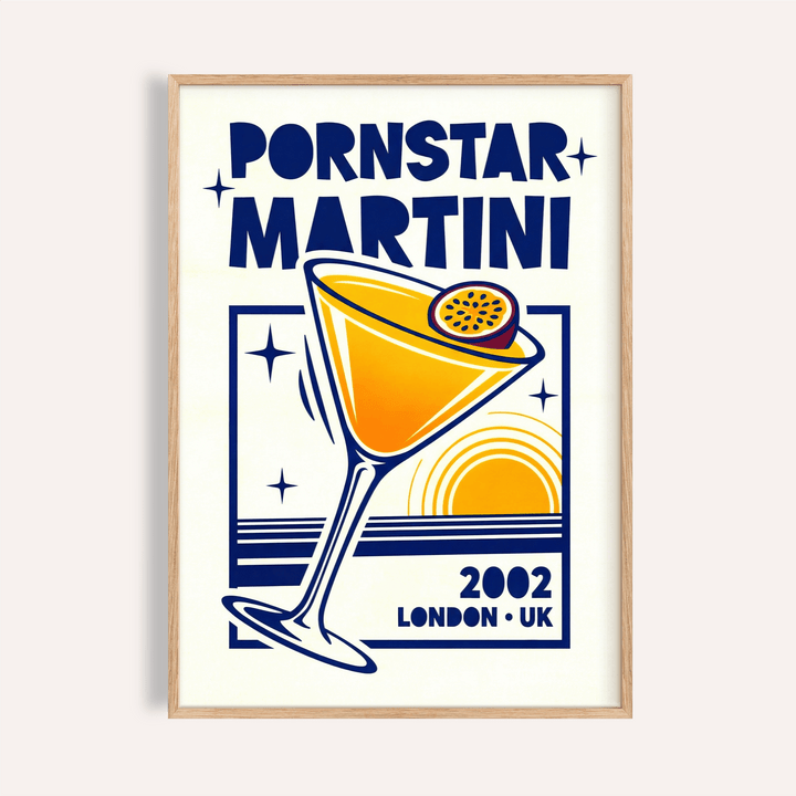 Pornstar Martini Poster in Orange and Blue for kitchen print wall art