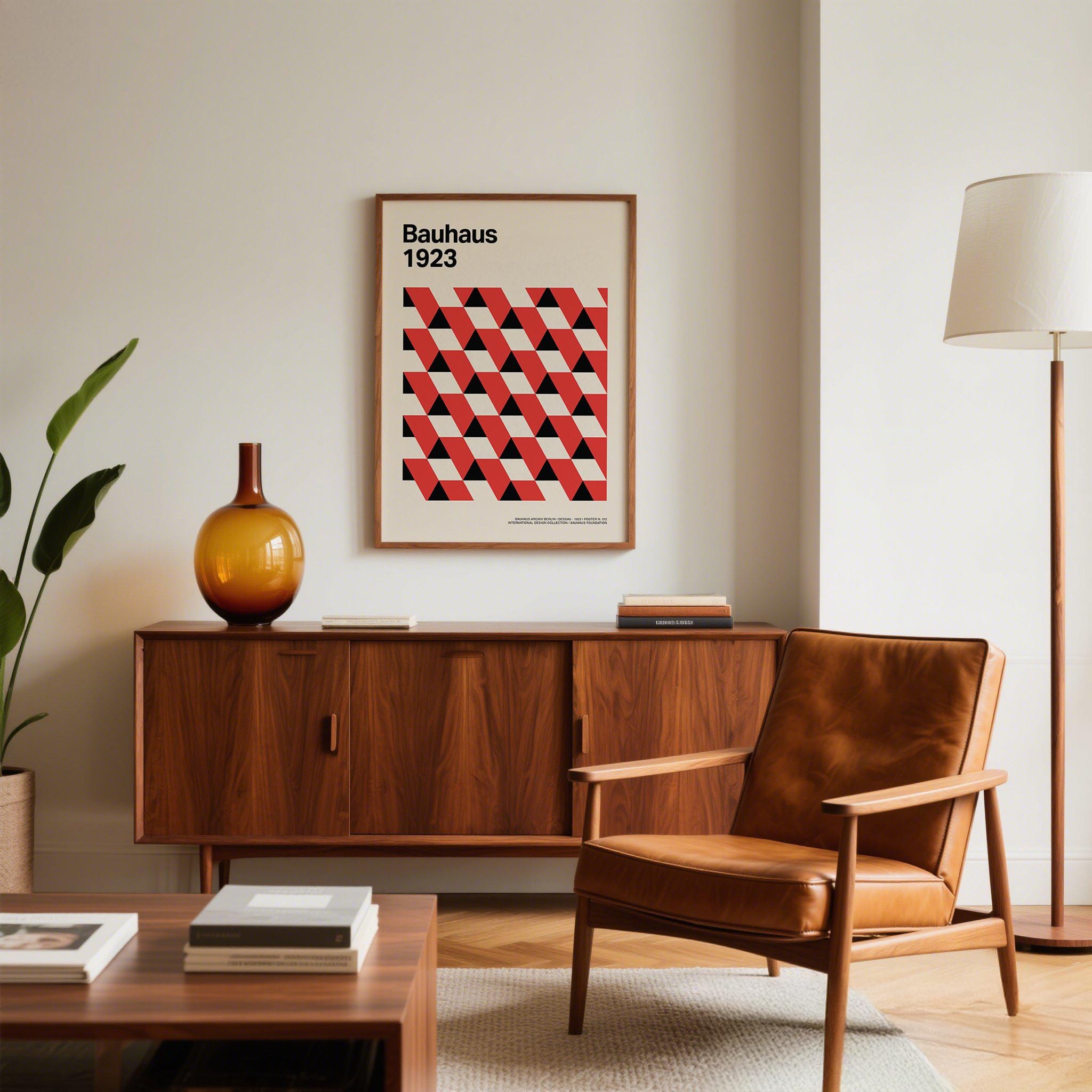 Bauhaus Pictures | Red and Black Geometric Triangle Print