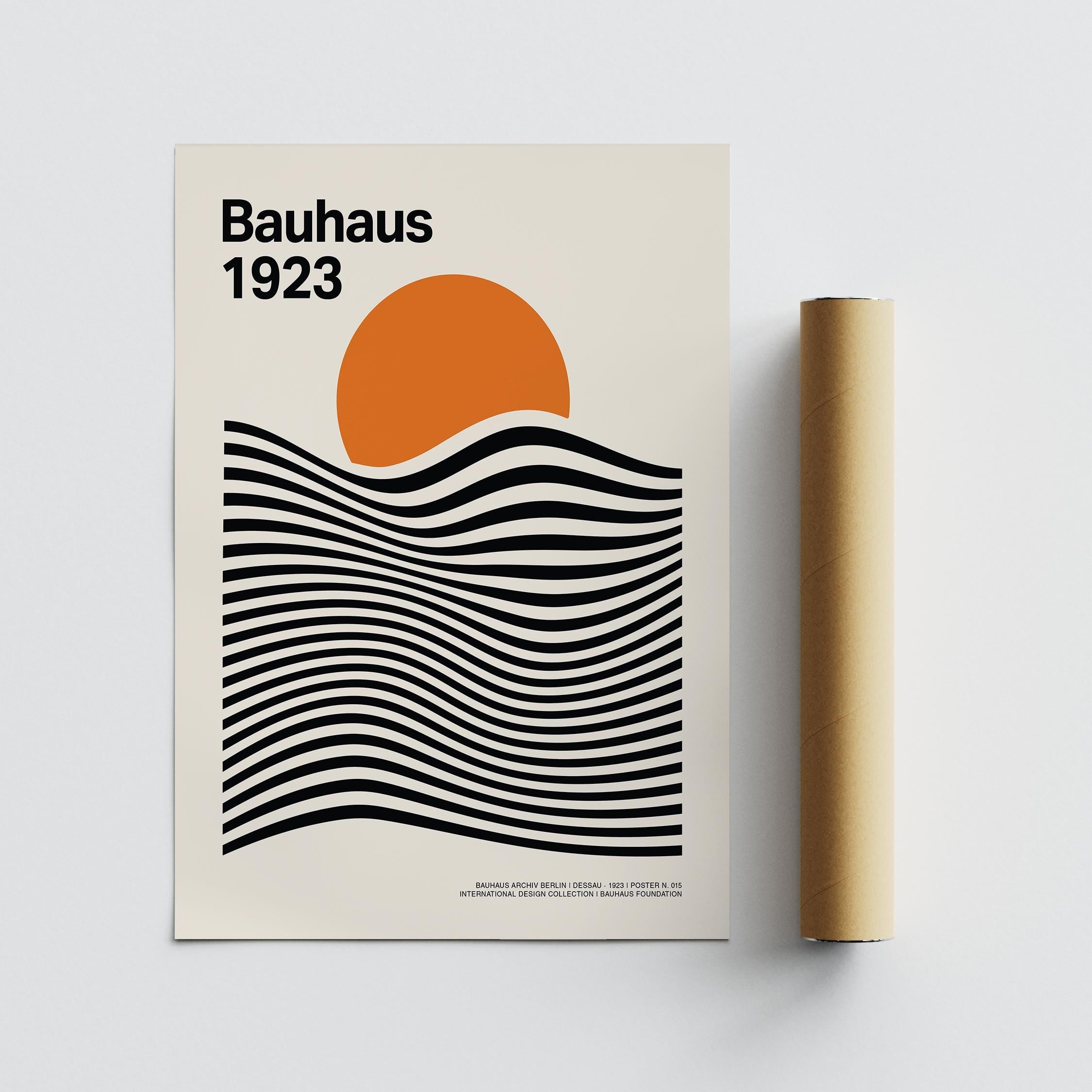 Sun and Mountain Wall Art | Bauhaus Sunset Orange Print