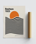 Retro Sun and Mountain Wall Art in a minimal design style.