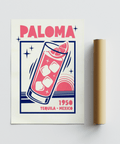 Paloma Cocktail Print featuring Pink and Blue, for dining room art print