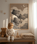 Teddy Bear Wall Art for Nursery in Gray shades for toddler's wall art