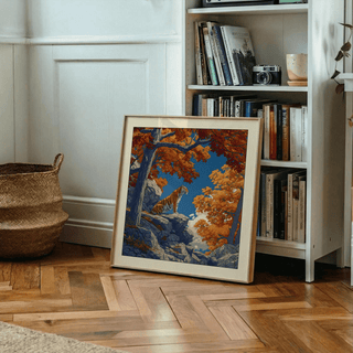 Close-up Hasui Kawase tiger art print wall art featuring tiger profile and striped coat details