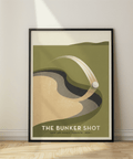 Minimalist bunker shot illustration in retro poster style