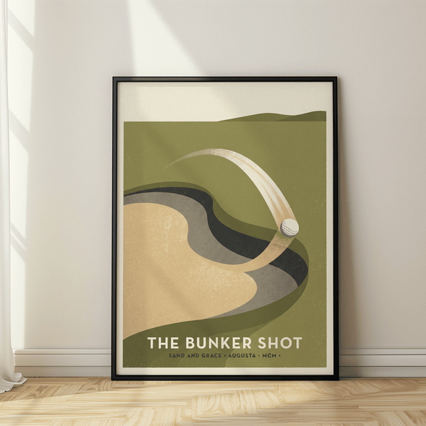 Minimalist bunker shot illustration in retro poster style