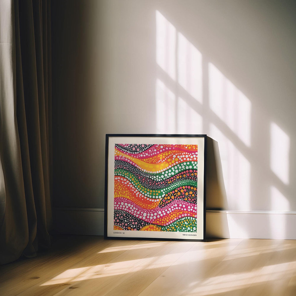 Colorful square abstract art with black and white contrast for gallery walls