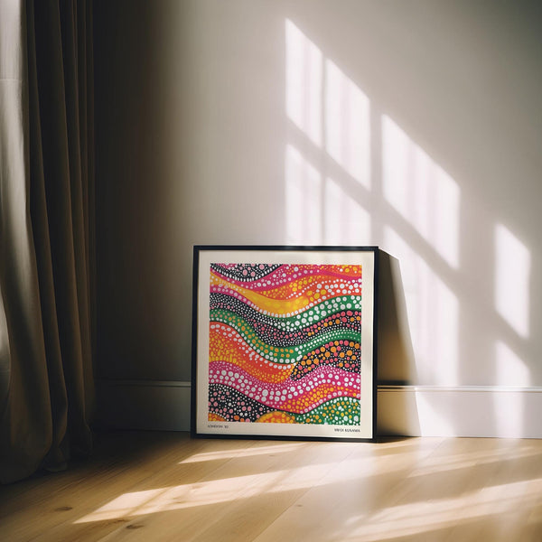 Colorful square abstract art with black and white contrast for gallery walls