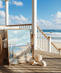 Beach Landscape Art Print coastal scene in Blue for modern spaces