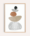 Modern Pebble Print in gray, white, and black for living room wall art poster