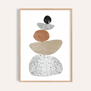 Modern Pebble Print in gray, white, and black for living room wall art poster