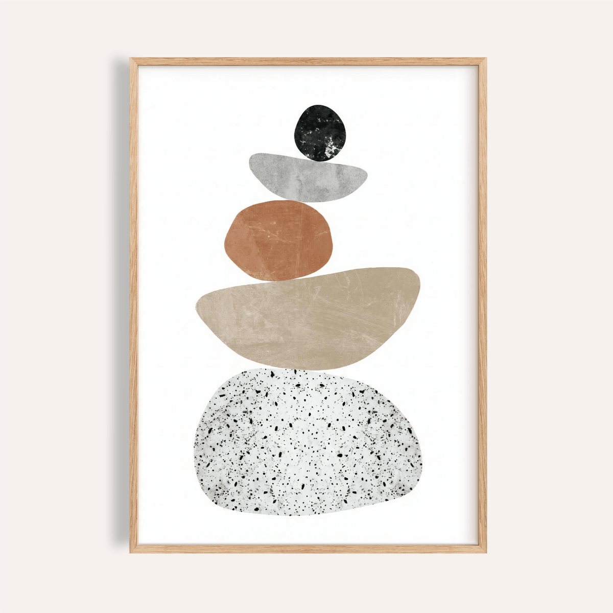 Modern Pebble Print in gray, white, and black for living room wall art poster