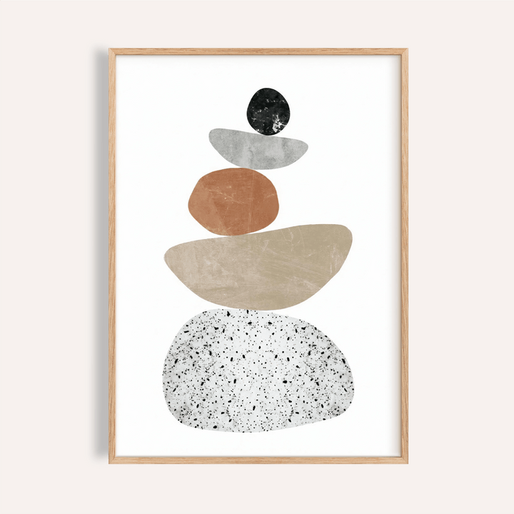 Modern Pebble Print in gray, white, and black for living room wall art poster